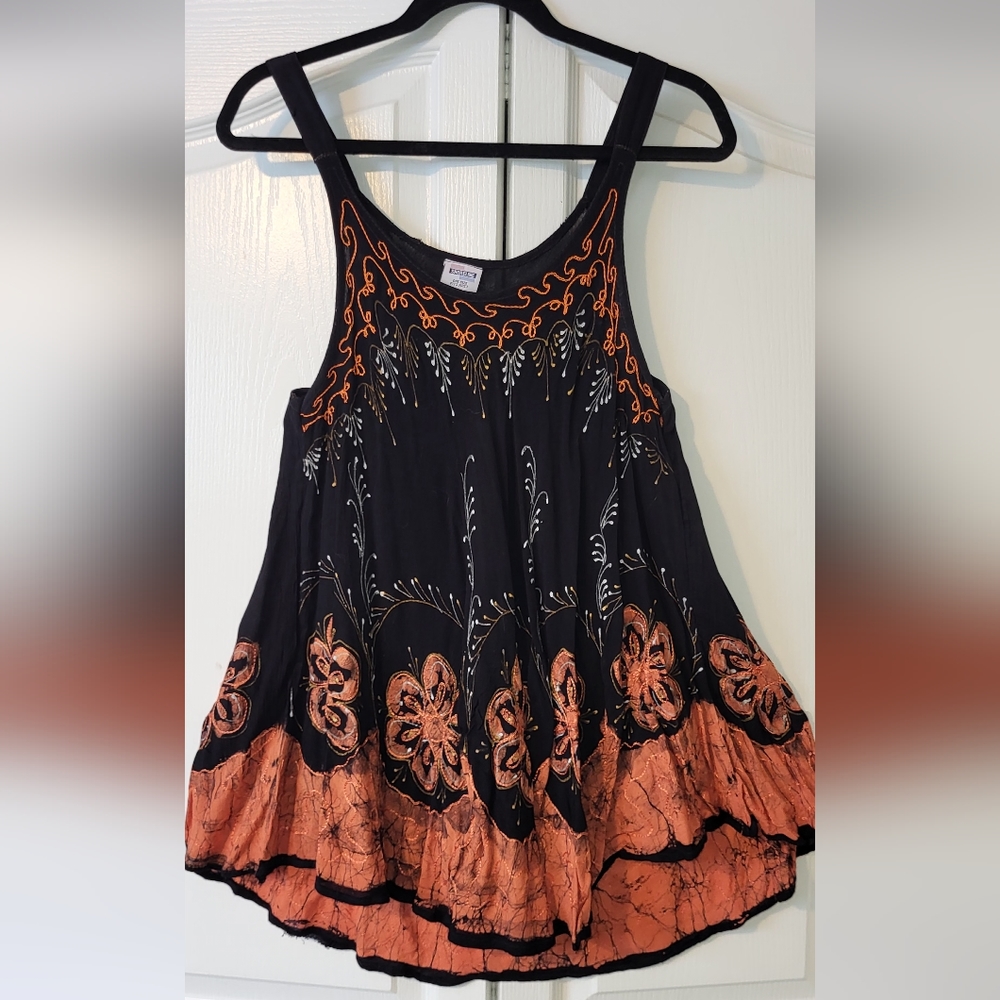 Embroidered hand painted top